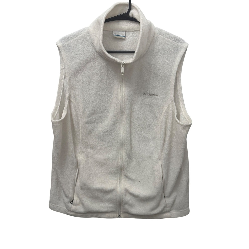 Columbia Women's Plus Size 1X Benton Springs Fleece Vest Full Zip Sea Salt White